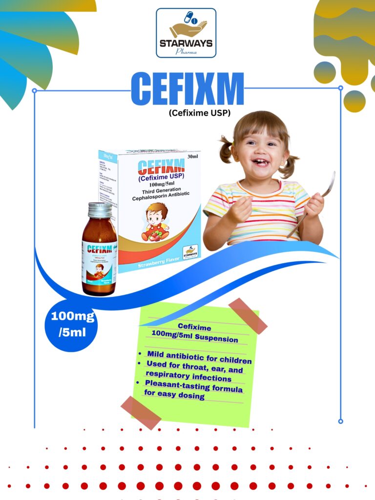 Cefixm 100mg/5ml syrup, 200mg/5ml syrup, and 400mg tablets – Cefixime antibiotic