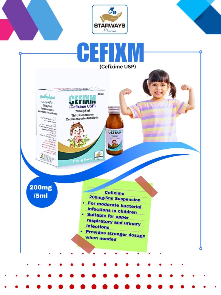 Cefixm 100mg/5ml and 200mg/5ml syrup, 400mg tablet – Cefixime antibiotic