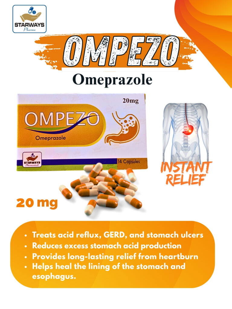 Ompezo 20mg capsule – Omeprazole for acid control